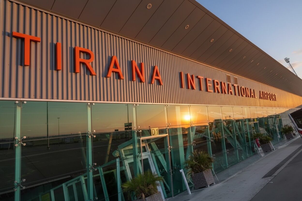 Lettere IBIZA all'Aeroporto di Tirana di notte
